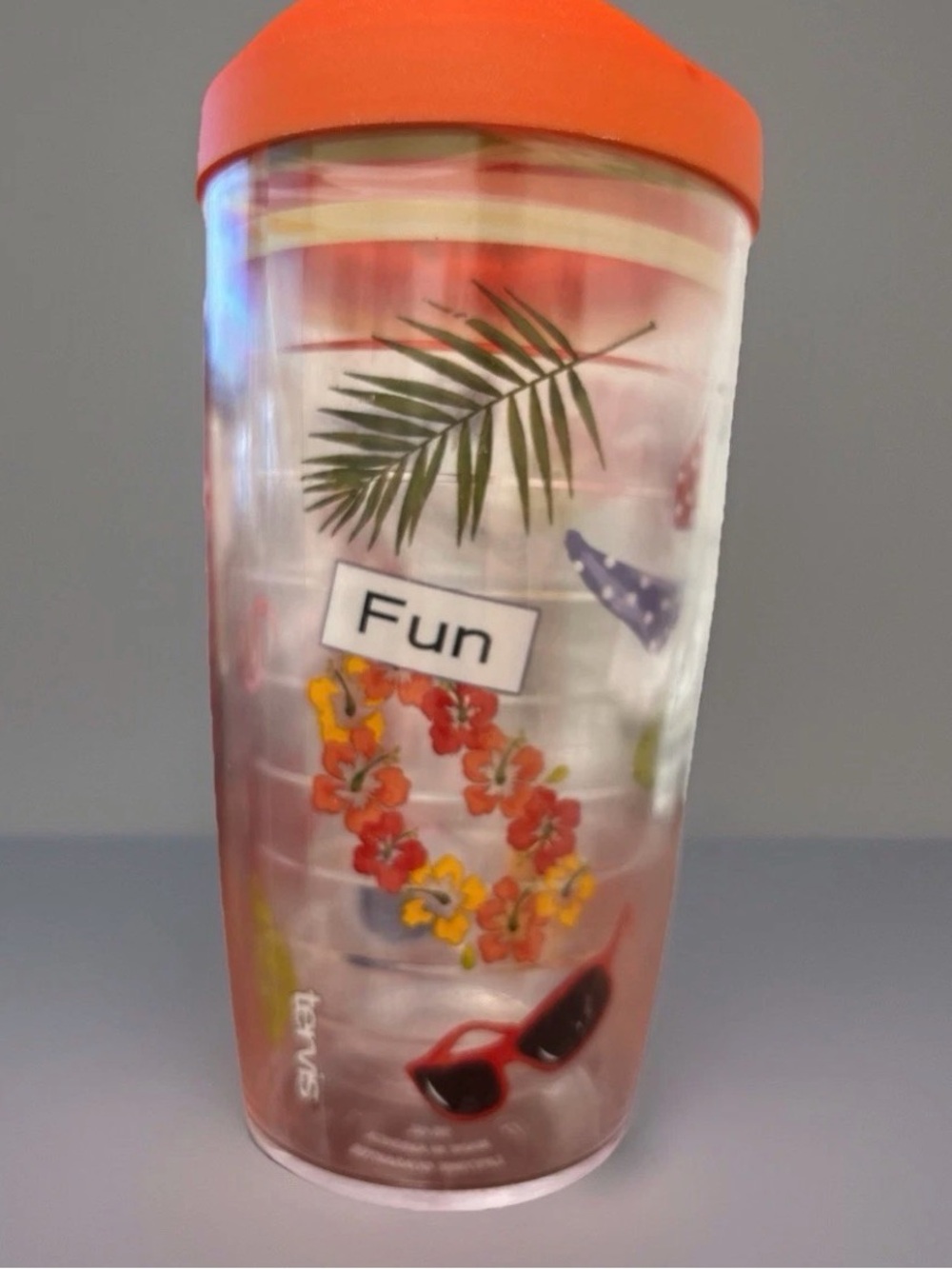 tervis Orange Lid Tropical "Fun" Floral Travel Tumbler